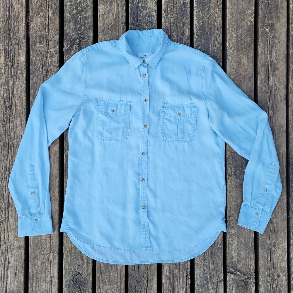 American Eagle Denim Button-Down